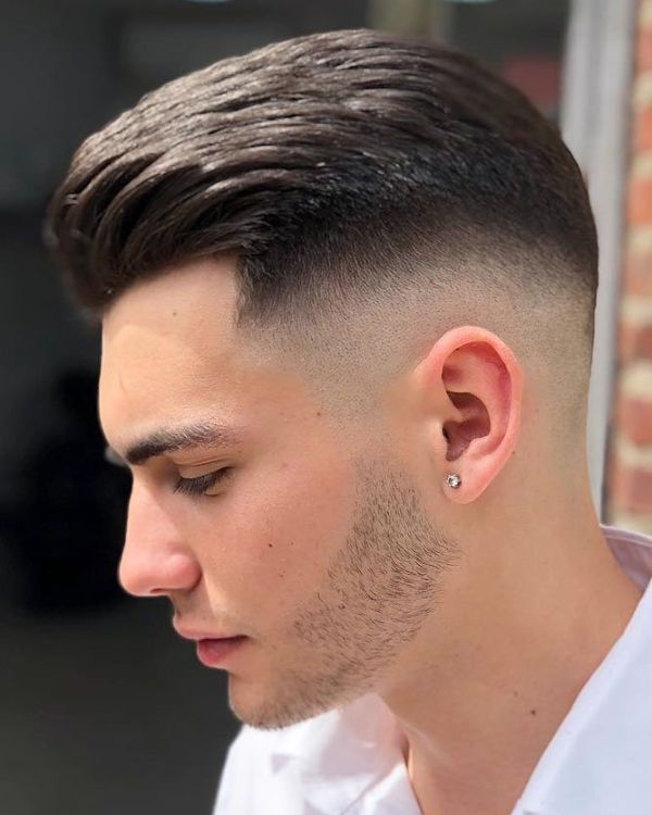 Comb Back with Mid Skin Fade haircut